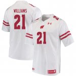 Men's Wisconsin Badgers NCAA #21 Caesar Williams White Authentic Under Armour Stitched College Football Jersey LP31U34EK